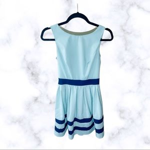 B Darlin Teal and Navy Blue Fit and Flare Dress